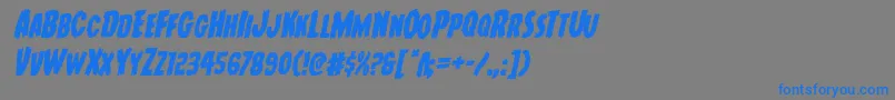 フォントYoungfrankrotal – 灰色の背景に青い文字