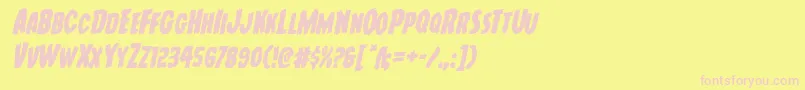 Youngfrankrotal-fontti – vaaleanpunaiset fontit keltaisella taustalla