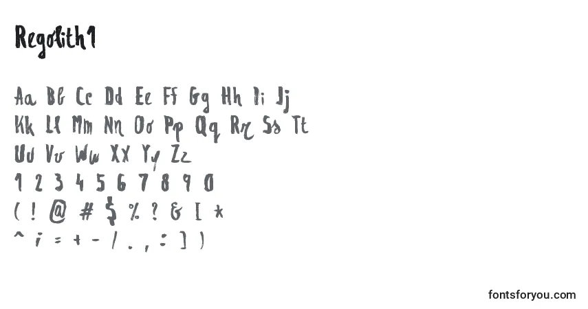 Schriftart Regolith1 – Alphabet, Zahlen, spezielle Symbole