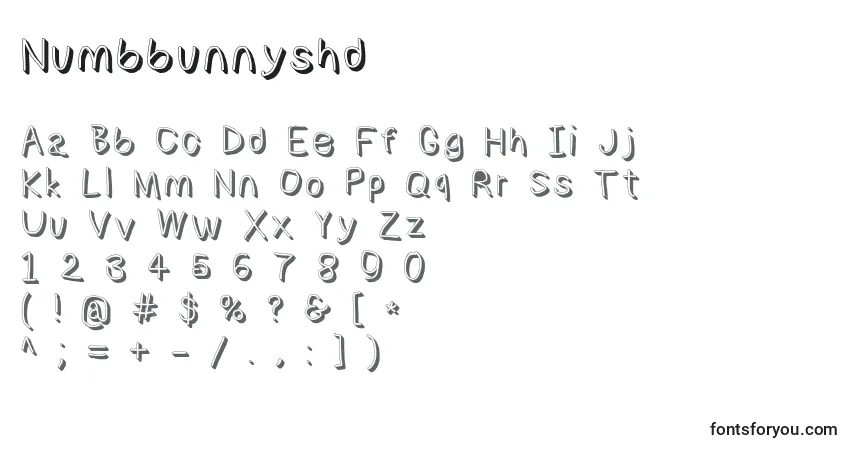 Czcionka Numbbunnyshd – alfabet, cyfry, specjalne znaki