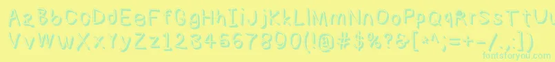 Numbbunnyshd-fontti – vihreät fontit keltaisella taustalla
