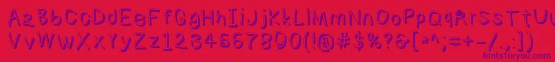 Numbbunnyshd-Schriftart – Violette Schriften auf rotem Hintergrund