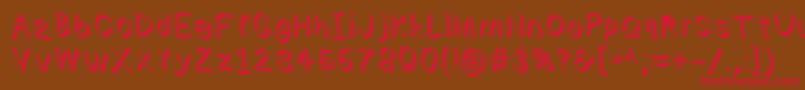 フォントNumbbunnyshd – 赤い文字が茶色の背景にあります。