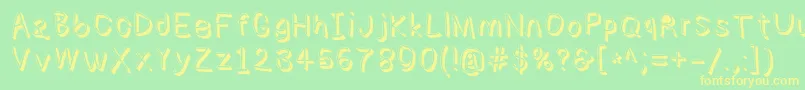 Numbbunnyshd Font – Yellow Fonts on Green Background