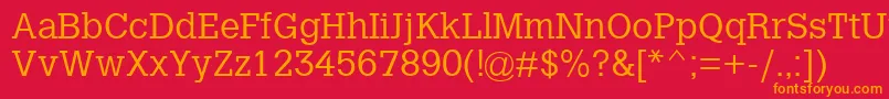 CalvertMtLight Font – Orange Fonts on Red Background