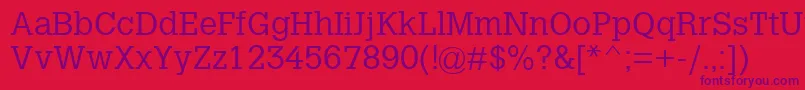 CalvertMtLight Font – Purple Fonts on Red Background