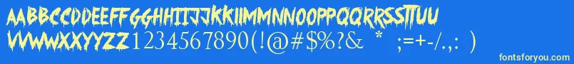 SomethingStrange Font – Yellow Fonts on Blue Background
