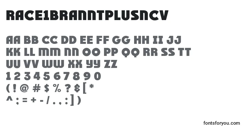 Schriftart Race1BranntPlusNcv (71343) – Alphabet, Zahlen, spezielle Symbole