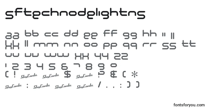 Шрифт SfTechnodelightNs – алфавит, цифры, специальные символы