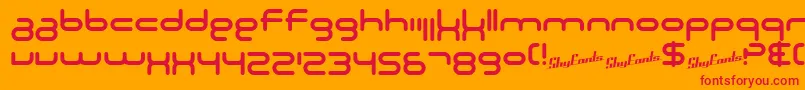 SfTechnodelightNs Font – Red Fonts on Orange Background