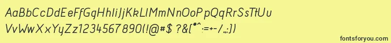 Шрифт AcidMediumItalic – чёрные шрифты на жёлтом фоне