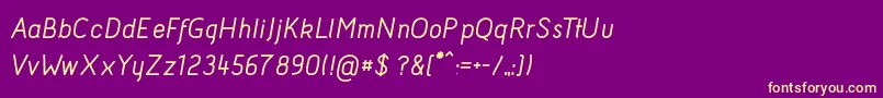 AcidMediumItalic-fontti – keltaiset fontit violetilla taustalla