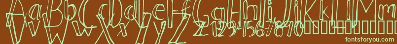 フォントAhnberg – 緑色の文字が茶色の背景にあります。