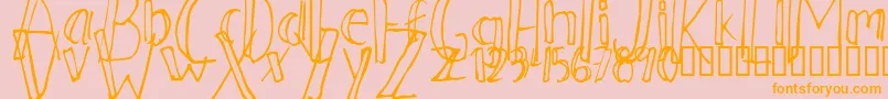 Ahnberg-Schriftart – Orangefarbene Schriften auf rosa Hintergrund