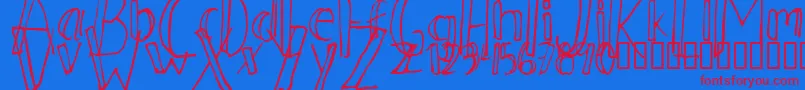 Ahnberg-Schriftart – Rote Schriften auf blauem Hintergrund