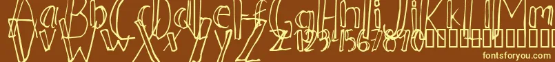 Ahnberg-Schriftart – Gelbe Schriften auf braunem Hintergrund