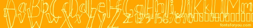 Ahnberg-Schriftart – Gelbe Schriften auf orangefarbenem Hintergrund