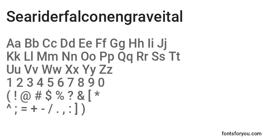 Czcionka Seariderfalconengraveital – alfabet, cyfry, specjalne znaki