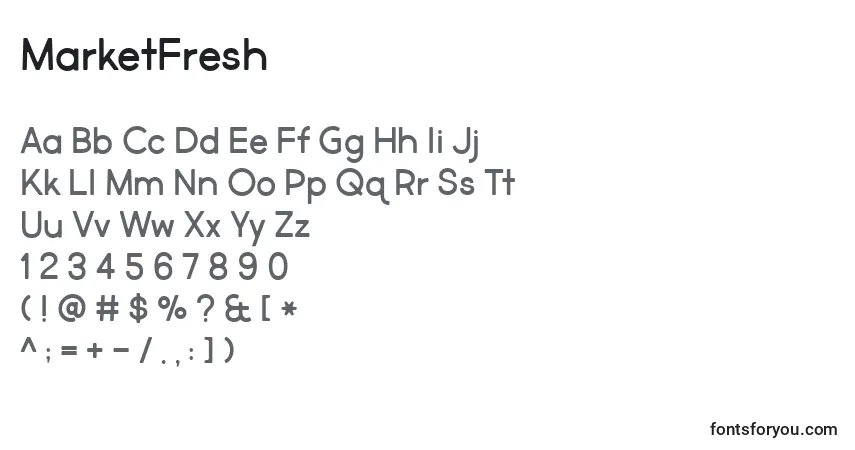 Fuente MarketFresh - alfabeto, números, caracteres especiales