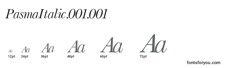 PasmaItalic.001.001 Font Sizes