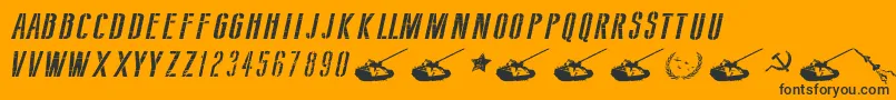 Weitere Informationen zur SovietStyleItalic-Schriftart SovietStyleItalic-Schriftart – Schwarze Schriften auf orangefarbenem Hintergrund