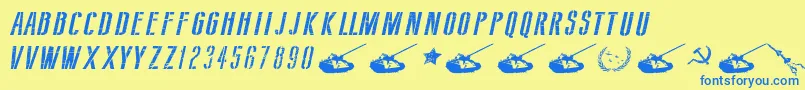SovietStyleItalic Font – Blue Fonts on Yellow Background