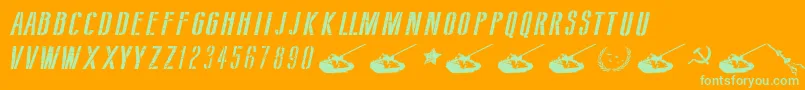 SovietStyleItalic-Schriftart – Grüne Schriften auf orangefarbenem Hintergrund