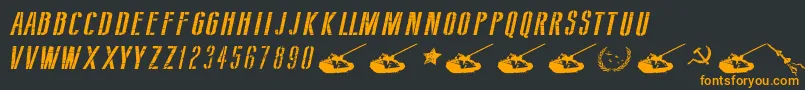 SovietStyleItalic-Schriftart – Orangefarbene Schriften auf schwarzem Hintergrund
