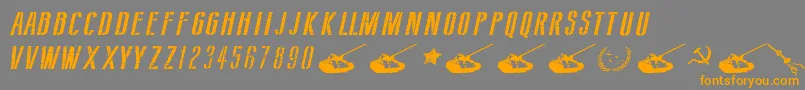 Więcej informacji o czcionce SovietStyleItalic Czcionka SovietStyleItalic – pomarańczowe czcionki na szarym tle