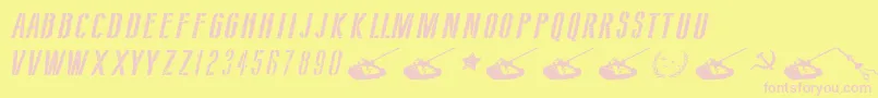 SovietStyleItalic Font – Pink Fonts on Yellow Background