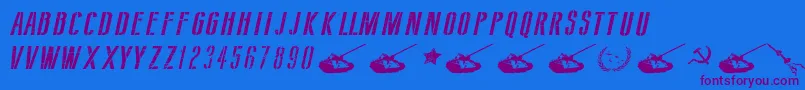 SovietStyleItalic-Schriftart – Violette Schriften auf blauem Hintergrund