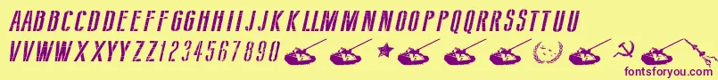 Saiba mais sobre a fonte SovietStyleItalic Fonte SovietStyleItalic – fontes roxas em um fundo amarelo
