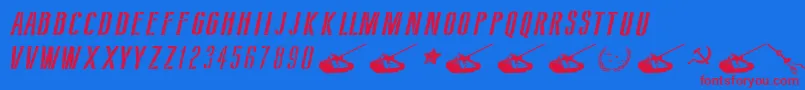 More about SovietStyleItalic Font SovietStyleItalic Font – Red Fonts on Blue Background