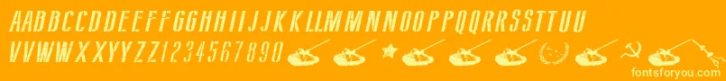 Więcej informacji o czcionce SovietStyleItalic Czcionka SovietStyleItalic – żółte czcionki na pomarańczowym tle