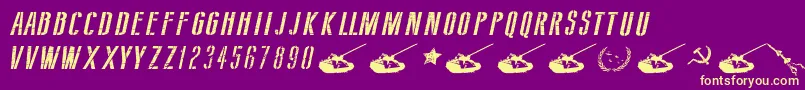 Weitere Informationen zur SovietStyleItalic-Schriftart SovietStyleItalic-Schriftart – Gelbe Schriften auf violettem Hintergrund