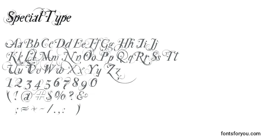 A fonte SpecialType – alfabeto, números, caracteres especiais