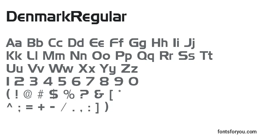 DenmarkRegular-fontti – aakkoset, numerot, erikoismerkit
