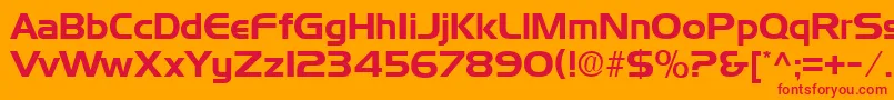DenmarkRegular-Schriftart – Rote Schriften auf orangefarbenem Hintergrund