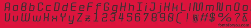 QuotaBolditalicext. Font – Black Fonts on Red Background
