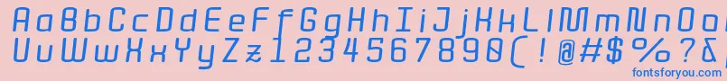 フォントQuotaBolditalicext. – ピンクの背景に青い文字