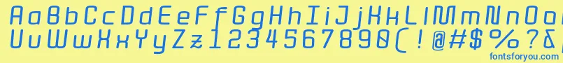 QuotaBolditalicext. Font – Blue Fonts on Yellow Background