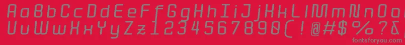 QuotaBolditalicext.-Schriftart – Graue Schriften auf rotem Hintergrund
