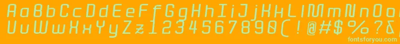 QuotaBolditalicext. Font – Green Fonts on Orange Background