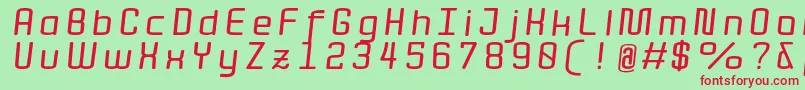 QuotaBolditalicext. Font – Red Fonts on Green Background