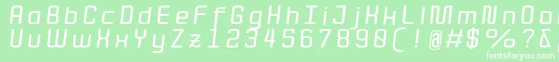 QuotaBolditalicext. Font – White Fonts on Green Background