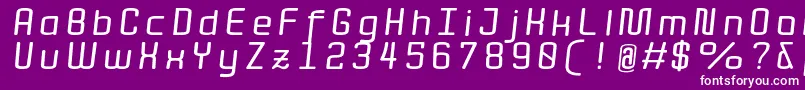 QuotaBolditalicext. Font – White Fonts on Purple Background