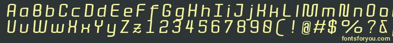 フォントQuotaBolditalicext. – 黒い背景に黄色の文字