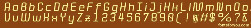 QuotaBolditalicext. Font – Yellow Fonts on Brown Background
