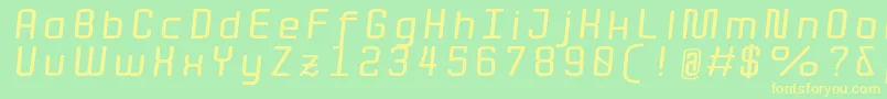 QuotaBolditalicext. Font – Yellow Fonts on Green Background