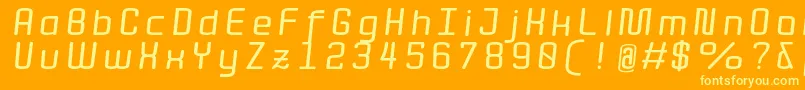 QuotaBolditalicext. Font – Yellow Fonts on Orange Background